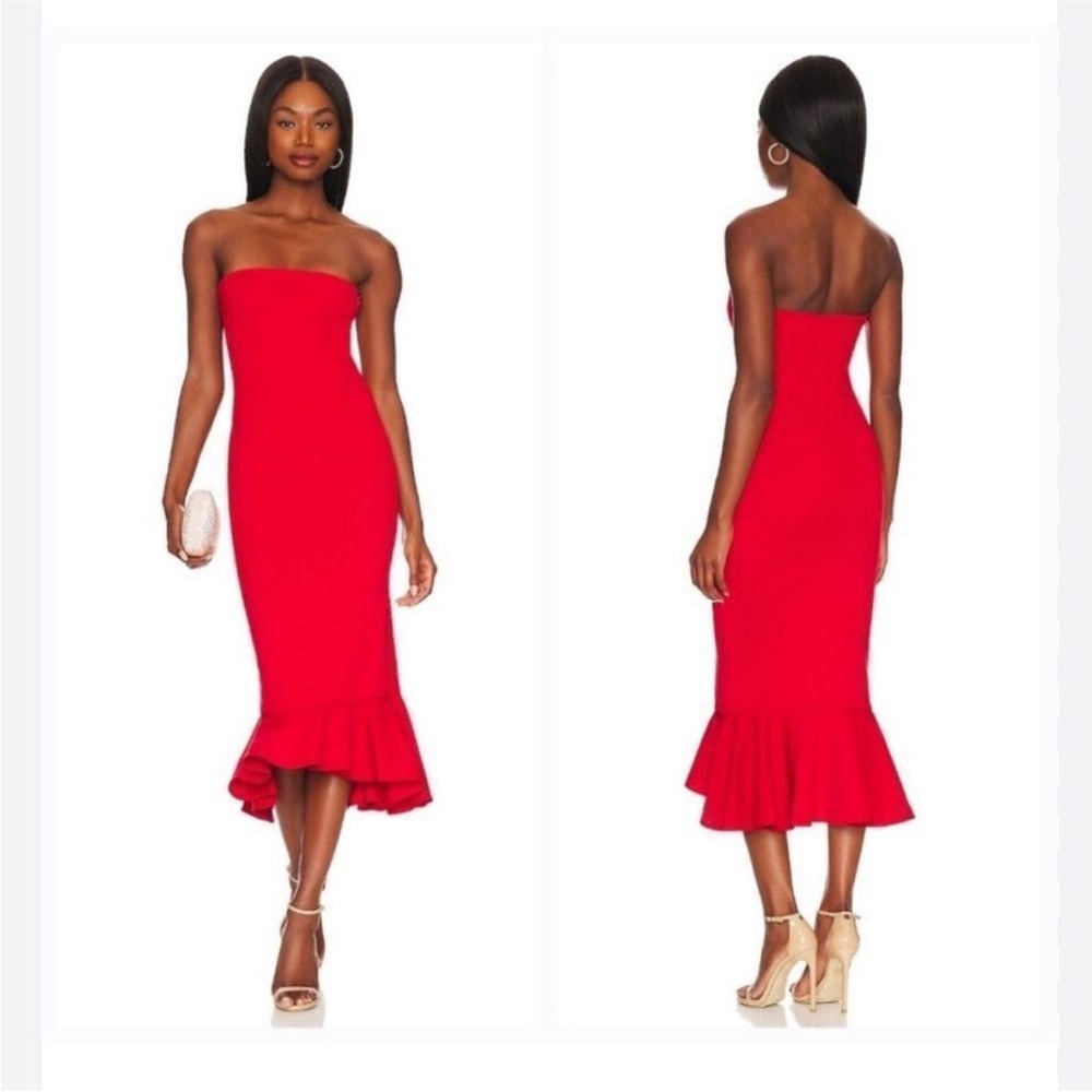 Superdown Vibrant Red Strapless Dress